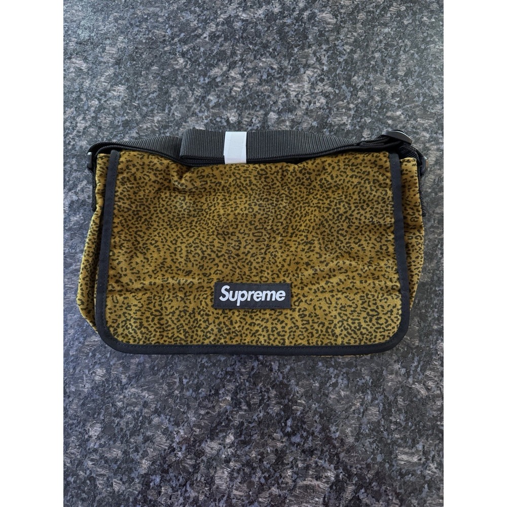 Supreme Velvet Small Messenger Bag Tan Leopard Computer,  Purse New